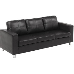 Vente-Unique - 3 vietų sofa - dirbtinė oda - juoda - Ackley