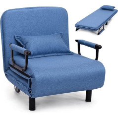 Relax4Life Sulankstomas miegamasis krėslas 3-in-1, sulankstomas krėslas pagamintas iš poliesterio, skalbiamas, sofa-lova su 2 ratukais ir reguliuojamu atlošu, svečių lovos miego funkcija, su pagalvėle, didžiausia apkrova 150 kg