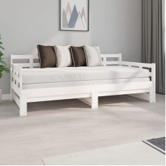 Junzai Extendable Day Bed, Sofa Bed, Couch with Sleep Function, Sofa Bed, Sofa Bed, Sofa Bed, Daybed, Sofa Bed, Teenager's Bed, Couch Bed, White Solid Pine 2 x (90 x 190) cm