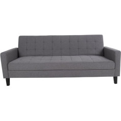 möbelando Milton Sofa Bed in Dark Grey Polyester Birch 204 x 81 x 82 cm (W x H x D)