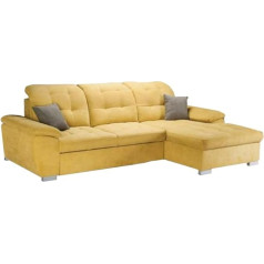 Verona Idee Pekin Corner Sofa with Sleep Function - Sofa L Shape for Relaxing Sofa Bed Modern Style 260 cm x 170 cm Ideal for Social Gatherings Ottoman Yellow