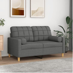 BaraSh 2 vietų sofa su dekoratyvinėmis pagalvėlėmis tamsiai pilka 120 cm audinys Mažas fotelis Maža sofa lova