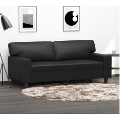 CIADAZ 2 vietų sofa juoda 140 cm, odos imitacija, poilsio sofa, sofos ir kušetės, poilsio sofa, sofa į kambarį, sofa su miegojimo funkcija - 359417