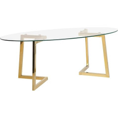 Beliani Modern Coffee Table Glass Transparent Stainless Steel Oval Side Table Gold Fresno