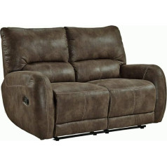 MJC FM-373-2 Upholstered Sofa Set for 2 Seater Sofa Relaxation Function Couch Fabric Living Room Brown