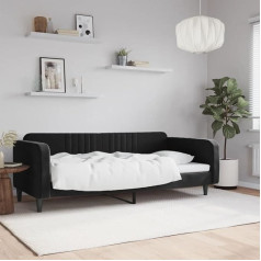 Rantry Tagesbett Couchbett Einzelbett Schlafsofas Bettsofa Loungesofa Polstersofa Sitzersofa Sofa Couch Gästebett für Wohnzimmer Gästezimmer Schwarz 100x200 cm Samt