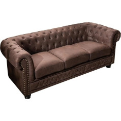 Riess Ambiente Chesterfield 3-Seater Sofa 200 cm Vintage Brown 3-Seater with Button Stitching and Spring Core Couch Three-Seater Couch