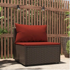 Whopbxgad Dzīvojamās istabas mēbeļu komplekti, dīvānu komplekti dzīvojamai istabai, dīvānu gulta, Garten-Mittelsofa mit Kissen Braun Poly Rattanmodulārais dīvāns, moduļu dīvāns, āra terases mēbeles,