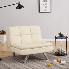 Yrra Односпальный диван из искусственной кожи 1-Seater Sofa Chair Living Room Chairs Adjustable Flat Chair Dog Bed Flat Size 102cm x 95cm Cream