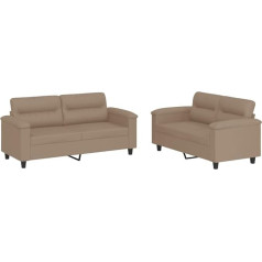 Vidaxl Sofa Set 2 Pieces, Armchair Couch with Cushion, Sofa Living Room Sofa with Armrests, Couch Set, Designer Sofa, Seating Furniture, Upholstered Furniture, Cappuccino Brown Faux Leather