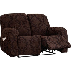 GYHHH Pack of 6 atpūtas krēsla pārvalki 2 sēdvietām, žakarda damaskas atpūtas krēsla pārvalks 2 spilveniem dīvānam, stiept atpūtas krēsls Loveseat aizsargājošs mēbeļu pārvalks (Deep Coffee)