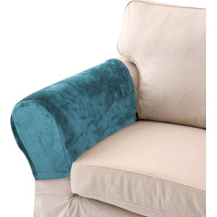 ‎Lertree LERTREE Pack of 2 Velvet Soft Sofa Arm Slipcovers, elastīgas dīvāna roku balstu aizsargi, noņemami dīvāna roku balstu pārvalki (ezera zils)