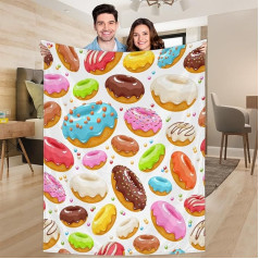 Ririx Bunte glasierte Donuts-Überwurfdecke für Bett, Couch, Sofa, Stuhl, Camping und Reisen, leichte Decke, groß (203,4 x 152,4 cm)