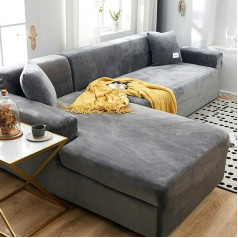 ‎Dulplay DULPLAY Stretch Sofa Slipcover for Living Room, mazgājams ilgtspējīgs sekciju dīvānu pārvalki mēbeļu pārvalki, samta L-Form dīvāna pārvalks