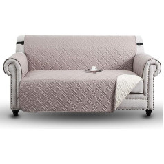Hafaa dīvāna pārvalks 3 sēdvietām - ūdensnecaurlaidīgs dīvāna pārvalks, divpusējs dīvāna aizsargs ar regulējamām gumijas siksnām un āķiem, reljefi stepēts dīvānu pārvalks - bēšs un krēmkrāsas krāsā