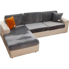 ‎Eurhowing EURHOWING Universal Stretch Velvet Chaise Longue Sofa Slipcover for Sectional Sofa L-Shape Sofa Cover Soft Slipcover Replacement for L-Shaped Sofa with Elastic Edge (Chaise Longe, Light Grey)