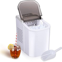 Alpina Ice Cube Maker - 2 Sizes of Ice Cubes - Ice Cube Maker - Production in 10-12 Minutes - Transparent Lid - White