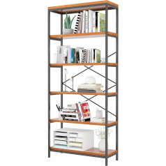 Bathwa Nakey Bookcase, Standing Shelf, Living Shelf, Wooden Metal Shelf, 6 Compartments, Storage Shelf, Standing Shelf, Shoe Rack, Bookcase for Living Room, Kitchen, Bathroom, Books, Shoes, 180 x 80.3 x 30