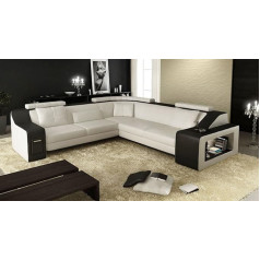 Bullhoff By Giovanni Capellini ECKCOUCH XXL Upholstered Corner Leather White Black Seat Corner Berlin II