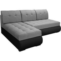 Bromarkt GRILIA Corner Sofa Bed L-Shaped Sofa Bed Living Landscape Left / Right Couch, Bed Box, Sleep Function, Many Colour Variations (Left, Rino 88 - Grey + Madrit 9100, H 80 x D 141 x W 200 cm)