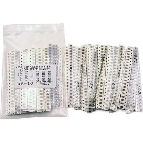 Kondensatoru komplekts 320 STÜCKE 720 STÜCKE 2500 STÜCKE 0603 0805 1206 SMD-Kondensatoru komplekts Sortiertes Kit 16/36/50 Werte 10PF-22UF-Kondensatoren Diodenschalter