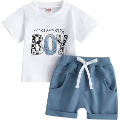 Geagodelia Bērnu zēnu apģērbu apģērbu komplekts Bērnu apģērbu komplekts Mama's Boy T-krekls Top + šorti Jaundzimušais toddler mīksts bērnu komplekts Vasaras 2 gab.