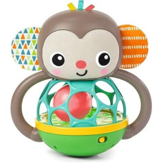 Bright Starts Grab & Giggle Monkey Rattle rotaļlieta ar izgaismotu omuli, bērniem no 6 mēnešu vecuma, Unisex