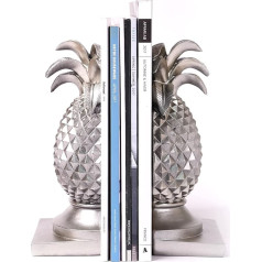 HAUCOZE Bookends Skulptūra Pineapple Decor galda statuja Māksla Polirezīns Dāvanu sudraba figūras 26 cm