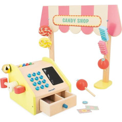 Janod - Applepop bērnu veikals - Lomu spēle ar kases aparātu - 19 aksesuāri - Rosina iztēli - Rotaļlieta izgatavota no FSC koka - Akvareļkrāsa - No 3 gadiem, J03350