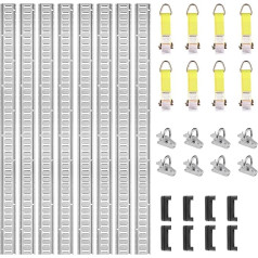 VEVOR E-Track-Schienen-Set, 24-teiliges 1524 mm E-Track-Set inkl. 8 Stahlschienen & 8 O-Ring-Anker & 8 Zurrgurte mit D-Ring, Sicherungszubehör für Lastenmotorräder und Fahrräder, 907 kg Tragfähigkeit