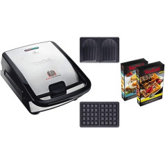 Tefal SW853D Snack Collection | Waffeleisen und Sandwiches | Erweiterbar | Platten Antihaftbeschichtet | Spülmaschinengeeignet | Praktische Aufbewahrungsboxen | schwarz/Edelstahl