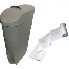 EHCG Sanitary Bin + Bin Liner, Grey, Sanitary Bin for Feminine Hygiene Items