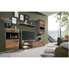 trendteam smart living Dzīvojamās istabas komplekts kombinācija Mango 246 x 182 x 37 cm Priekšā vecs koks, korpuss un izcilība Matera ar daudz uzglabāšanas vietas