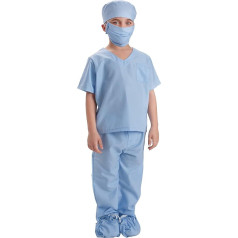 Dress Up America 874B-M Scrub's Pretend Play Outfit Big (8-10 gadi) Kids Doctor Scrubs Fancy Costume, zils, (Viduklis: 76-82 Augstums: 114-127 cm)