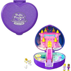 Polly Pocket HFJ64 Starlight Castle Box, burvju pils dizains, īpaša kaste, Polly un prinča lelles, ratiņi, gulbja un vienradža figūriņas, rotaļlieta un kolekcionāra dāvana no 4 gadiem