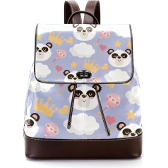 Personalizētas skolas somas, grāmatu somas pusaudžiem, gudra pandas galva ar grabulīšu vainaga rakstu-01, daudzkrāsainas, 27x12.3x32cm, mugursomas mugursomas