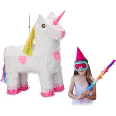 2 vienradzis Pinata komplekts bērniem Meitenes dzimšanas dienā, lai aizpildītu H 47 x W 43 x D 13 cm Balta/rozā krāsa