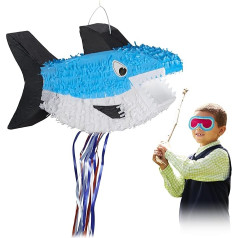 Relaxdays 2 x haizivs Pinata Hanging Kids meitenes un zēni dzimšanas diena DIY Pinata Blue