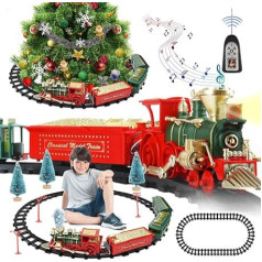 FORMIZON Children's Electric Train Set for Children, Christmas Train Around the Tree with Sounds and Lights, Creative Remote Control Train Toy with Rails for Children