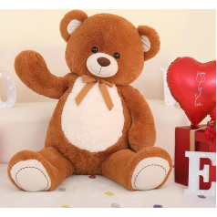 MorisMos Teddy Bear Liela XXL mīļa rotaļlieta, 1,3 m mīksts milzu rotaļlācītis ar baltu vēderu, mīļa pildīta rotaļlieta, plīša rotaļlieta, dāvana bērniem, ideāla dzimšanas dienai, Valentīna dienai (tumši brūna)