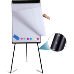 DexBoard Dry Erase Easel, 24 x 36 collas, regulējams augstums, magnētiskais tāfeles tāfele ar statīvu, biroja tāfele ar Flipchart paliktni, magnētiem un dzēšgumiju, melna krāsa