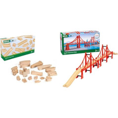 BRIO World 33772 Large Rail Assortment 50 Pieces - Набор рельсов для железной дороги BRIO - игрушка для малышей, рекомендованная от 3 лет & World 33683 Hanging Bridge - аксессуары