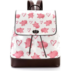 Art Little Pink Pig Love Heart Pattern Personalised School Bags Book Bag for Teenagers, многоцветный, 27x12.3x32cm, Рюкзаки-рюкзаки