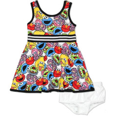 Sesame Street Elmo Baby Toddler Girls Fit and Flare Ultra Soft Dress (24 mēneši, Sesame Baby)