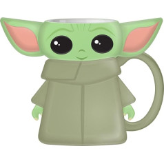 Silver Buffalo Star Wars Mandalorian Bērns Baby Yoda Keramikas krūze 3D formas 20oz