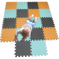 MQIAOHAM Baby Mats, Floor Mat, Children’s Mat, Play Puzzle Mats, Pollution-Free, Play Mat, Carpet Orange Green Grey