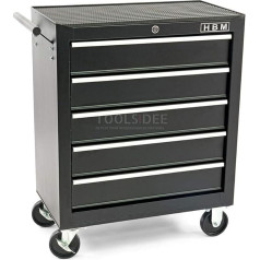 HBM Tool Trolley with 5 Drawers - 62 cm - Black