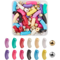 1 Box Chunky Curved Tube Beads Bunte undurchsichtige Acryl Chunky Tube Beads für DIY Tube Bangles Stacking Bracelets-48pcs