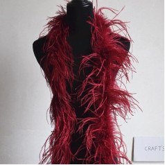 CTLH20 Beautiful 2m 1 Strip Natural Ostrich Feathers Boa Quality Fluffy Costumes / Trim for Party / Costume / Scarf / Available - Wine Red