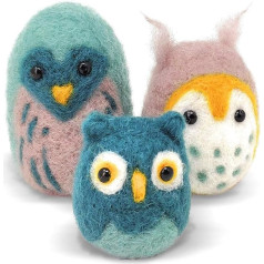 The Crafty Kit Co MPANY Owl Family DIY adatu filcēšanas komplekts iesācējiem, bērniem un pieaugušajiem - ražots Lielbritānijā